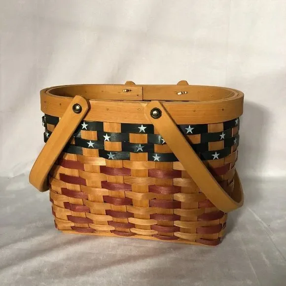 Grand Basket Country Woven Collection Patriotic Flag Oval - Picture 1 of 8